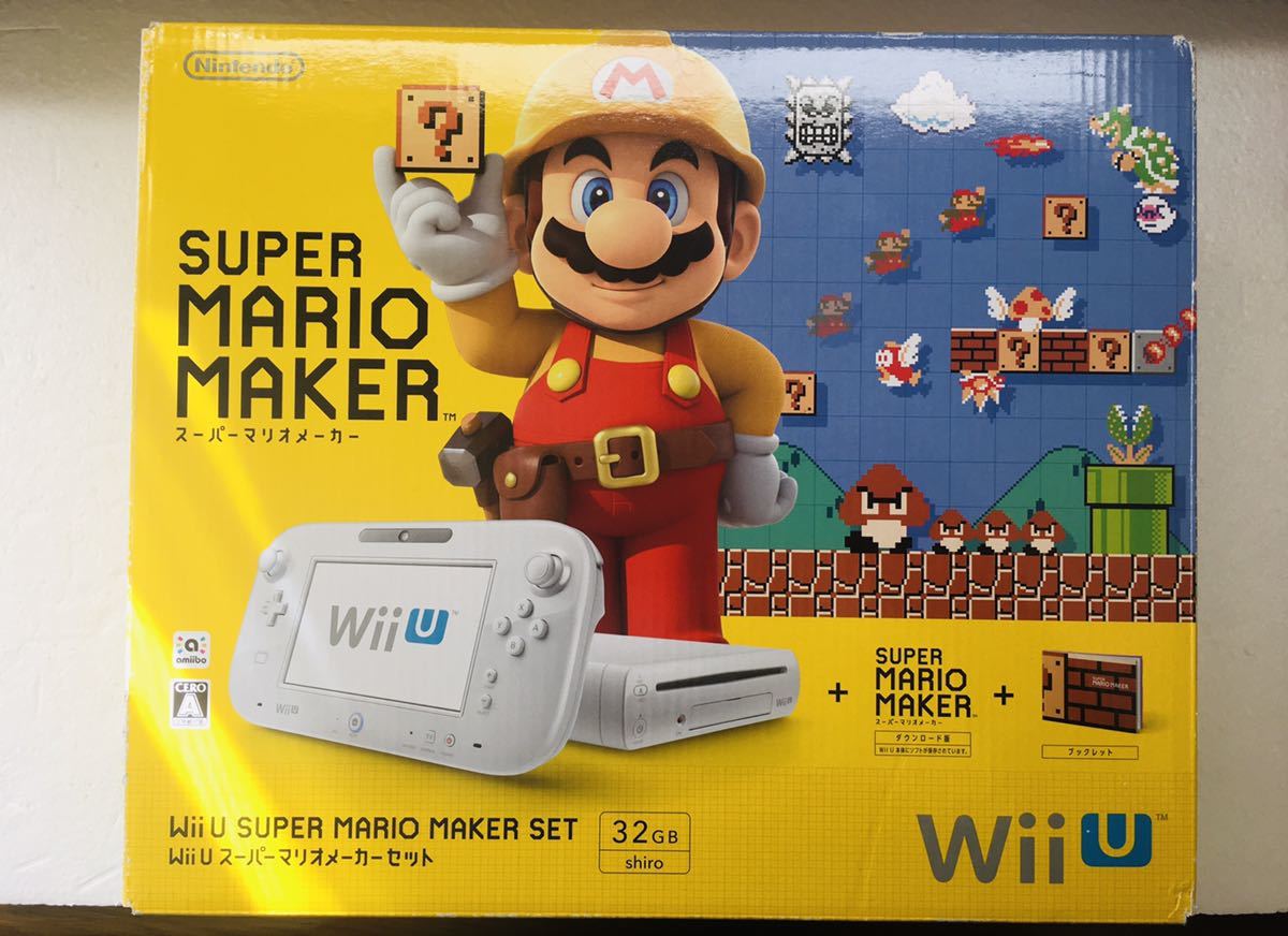 Nintendo WiiU スーパーマリオメーカー セット シロ 液晶傷なし