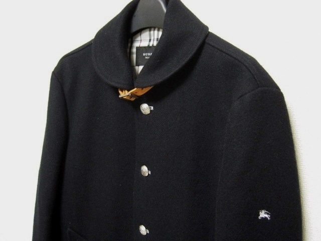 美品 BURBERRY BLACK LABEL 銀ボタン羊毛 マリンコート M 黒 レザー 2 ジャケット 裏ノバチェック柄 ダウン バーバリー ブラックレーベル_画像8