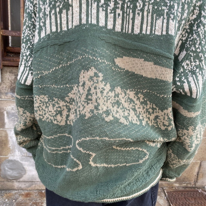完璧 USA製 メンズL 刺繍ニットセーター 総柄 SHENANDOAH 80年代 Lサイズ