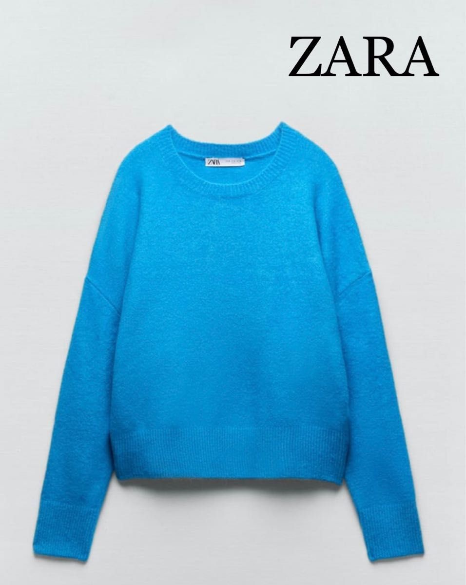 ZARA ソフト ニット セーター もっちり サイズS 人気 完売 Instagram ユニクロ HM GU ザラ ブルー｜PayPayフリマ