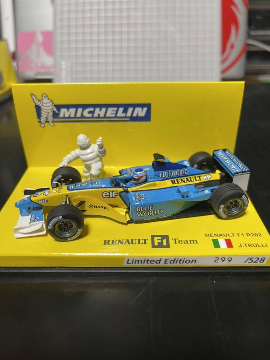 2台セット Michelin Renault R202 Button+Trulli 1/43 Minichamps PMA ミシュラン ルノー バトン トルーリ