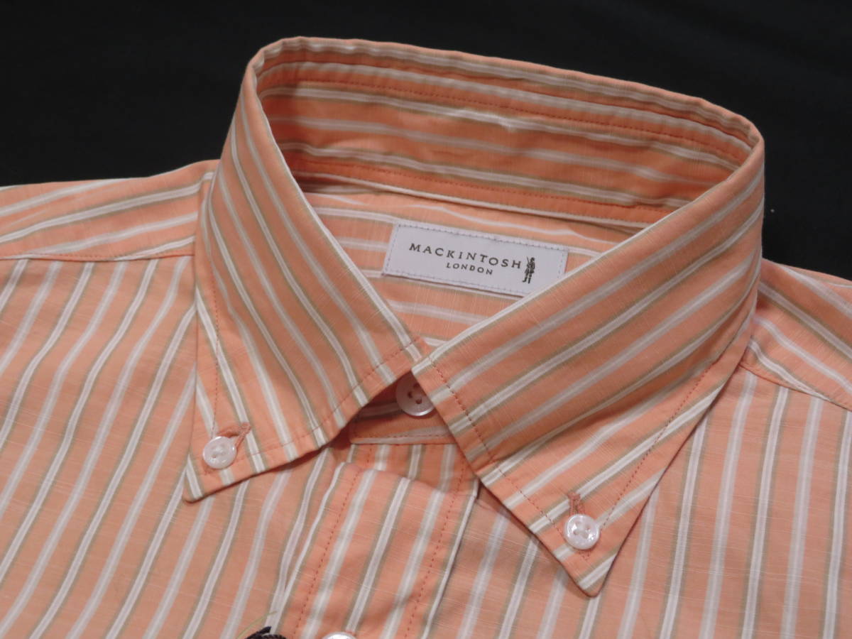 マッキントッシュロンドン　高級半袖ストライプシャツ　23,100円　薄オレンジ系　Mサイズ