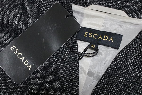 ESCADA * выставить * Zip выше жакет & юбка чёрный 42/38 размер ( ниже . имеется ) шелк . костюм Escada *ZX18