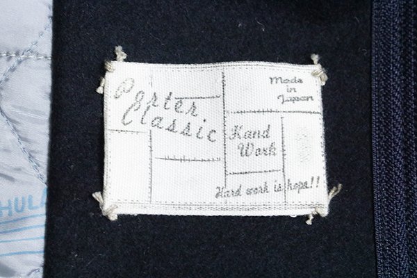 ★美品 Porter Classic ◆メルトン フーディーコート ネイビー Mサイズ 刺繍デザイン 裏キルティング ポータークラシック ◆VX15_画像8