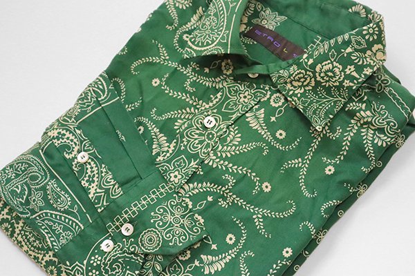* superior article ETRO *peiz Lee pattern long sleeve shirt green L size cotton thin Etro *K2Q
