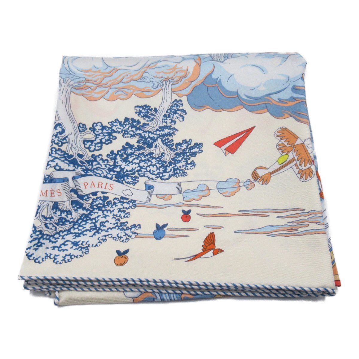 HERMES エルメス スカーフ カレ90 《私の雲》 ブルー系 シルク