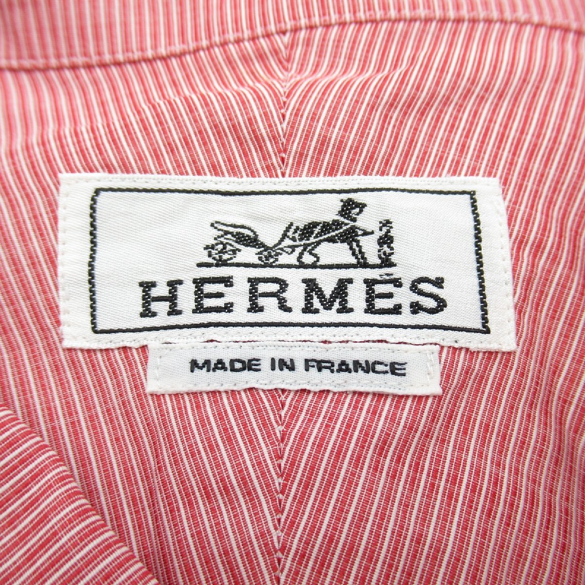 HERMES エルメス 半袖シャツ メンズ シャツ レッド系 コットン 中古 メンズ_画像3