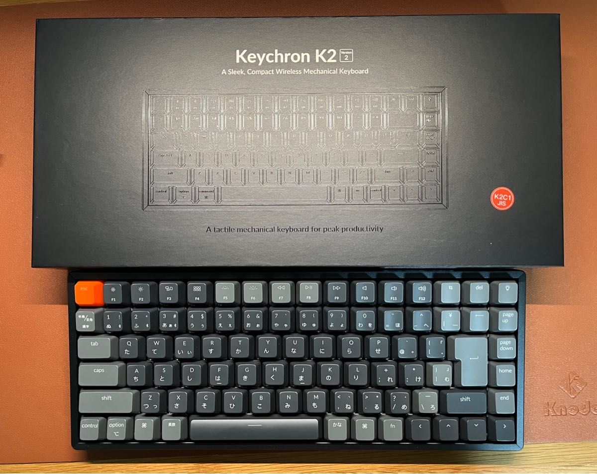 Keychron K2V2 ワイヤレス・メカニカルキーボード RGB 日本語新配列テンキーレス Gateron赤軸　パームレスト付