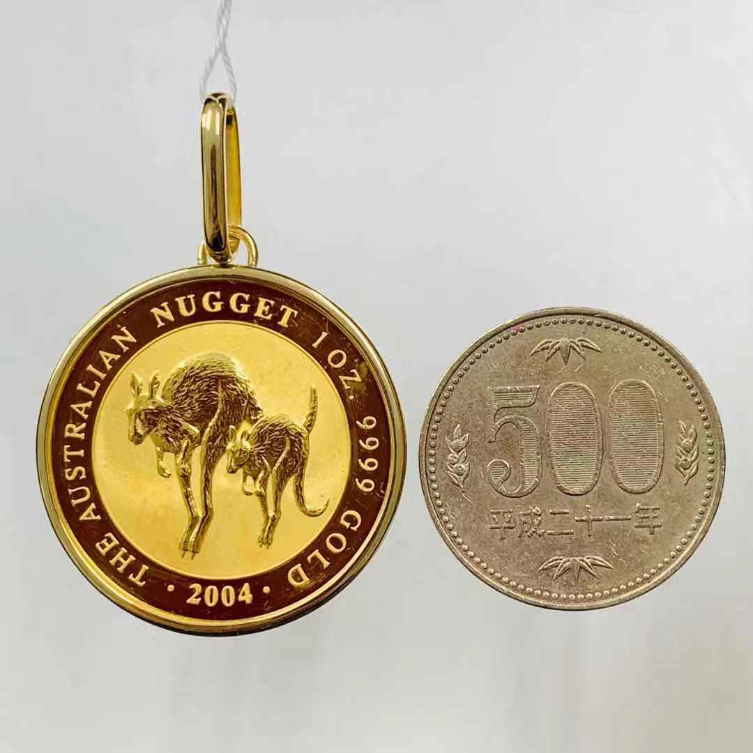  カンガルー ナゲット金貨 オーストラリア イエローゴールド 2004年 1オンス 33.44g K18/24 純金 コインペンダントトップの画像3