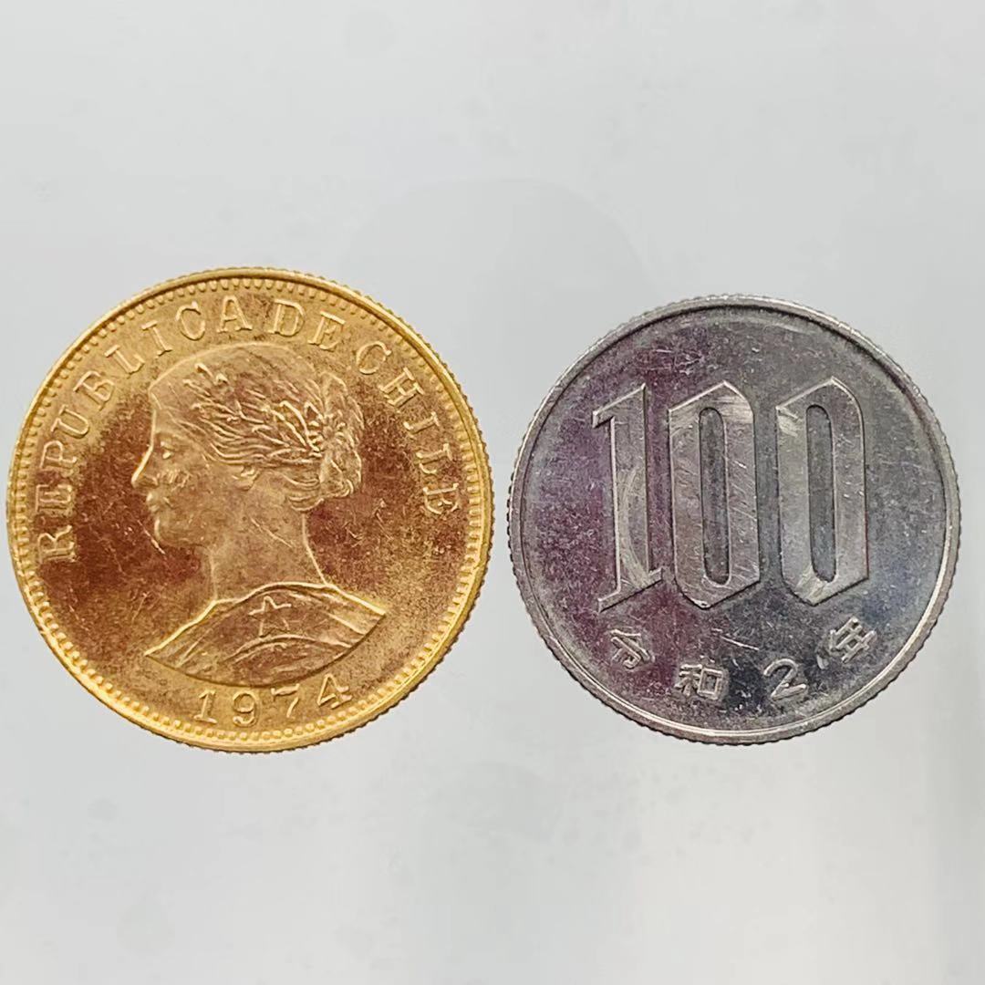 チリ 女神 金貨 1974年 10.1g 21.6金 イエローゴールド コレクション アンティークコイン Gold 美品_画像3