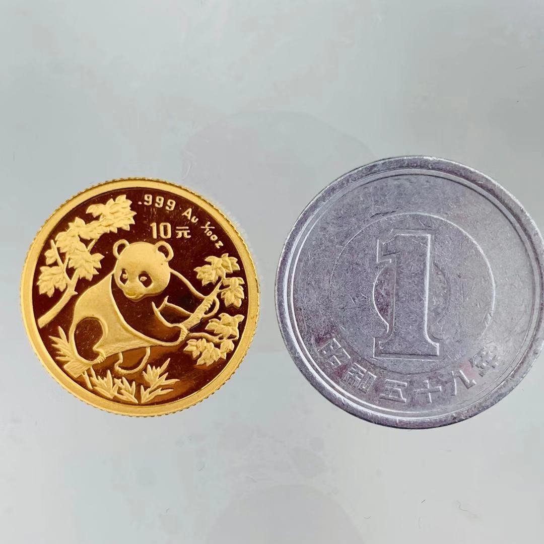 パンダ金貨 中国 24金 純金 1992年 3.1g 1/10オンス イエローゴールド コイン GOLD コレクション 美品_画像3
