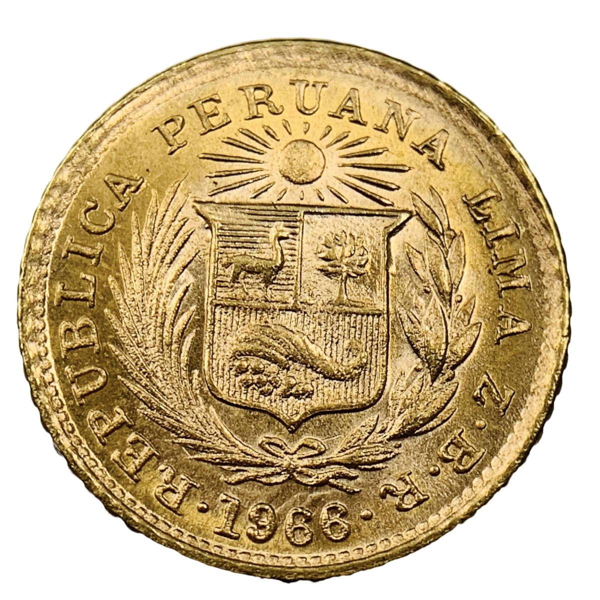  ペルー インディアン座像 金貨 1966年 1.45g 22金 イエローゴールド コレクション アンティークコイン Gold_画像2
