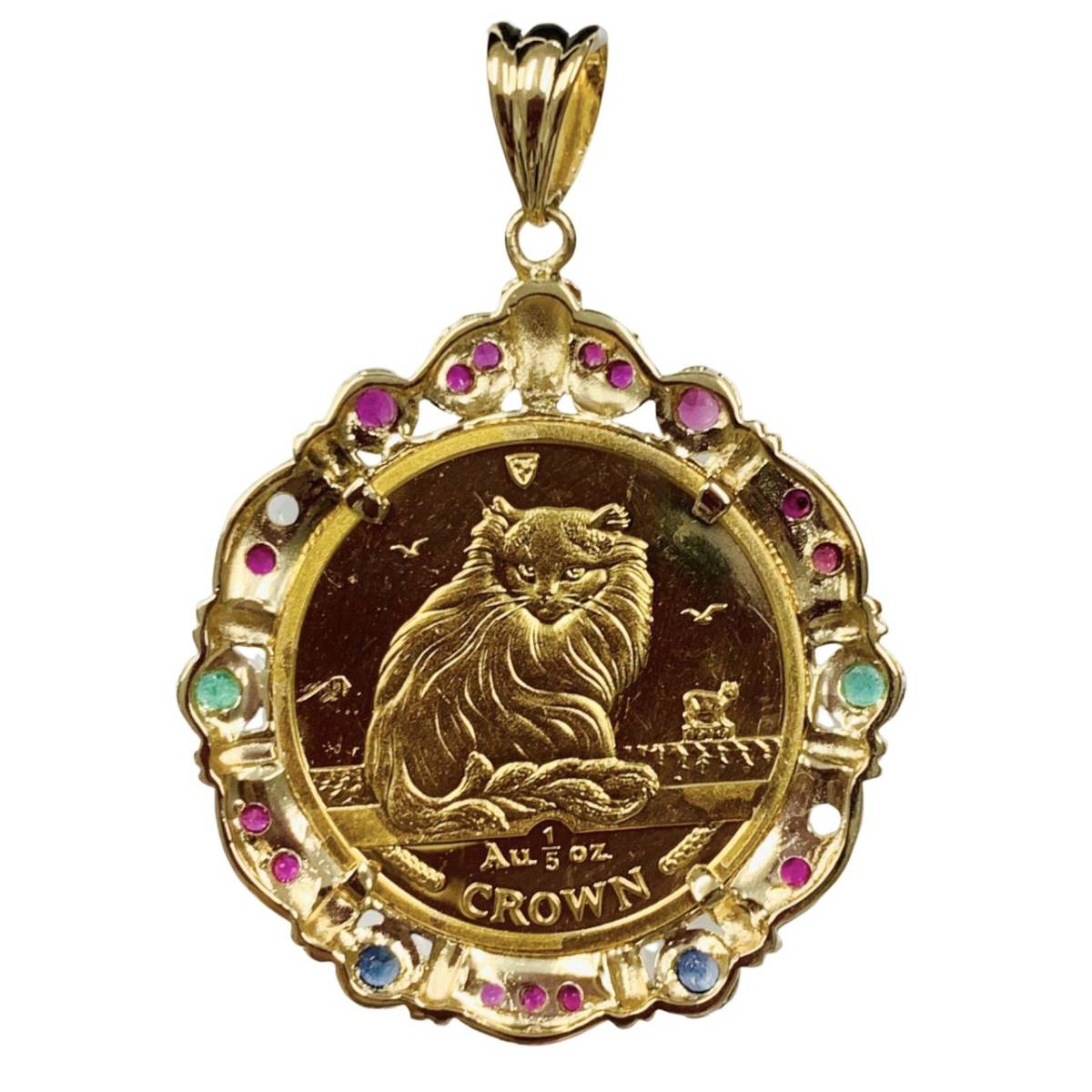 美品 マン島金貨 猫 エリザベス女王二世 1995年 K18 24 純金 5オンス