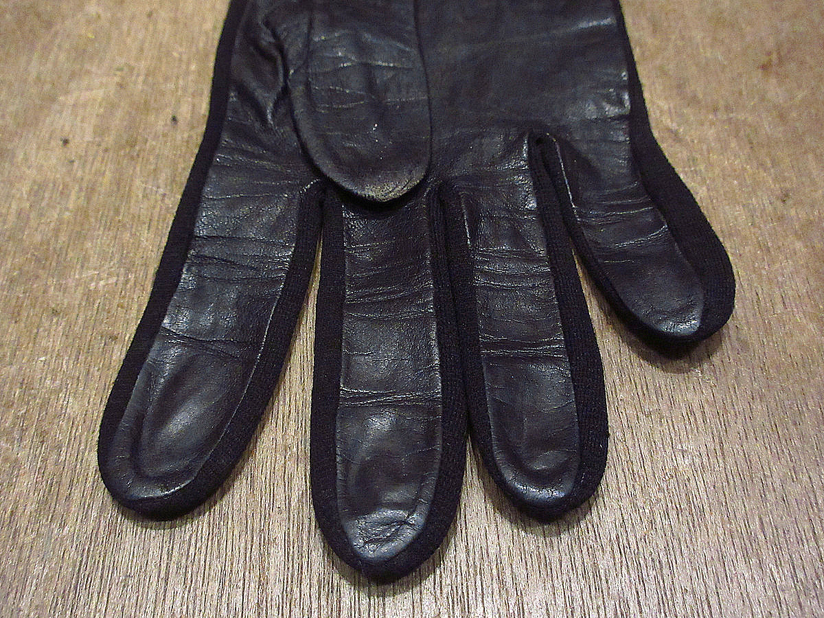 Vintage ~60\'s* lady's leather glove black *221208i7-w-glv 50s1950s1960s gloves black plain original leather 