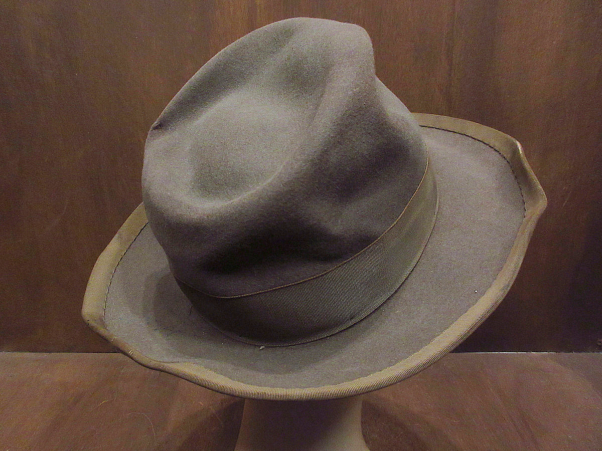  Vintage 40*s*J.C.PENNEY felt fe gong hat *221224j1-m-ht-flt old clothes 1940s soft hat cap 