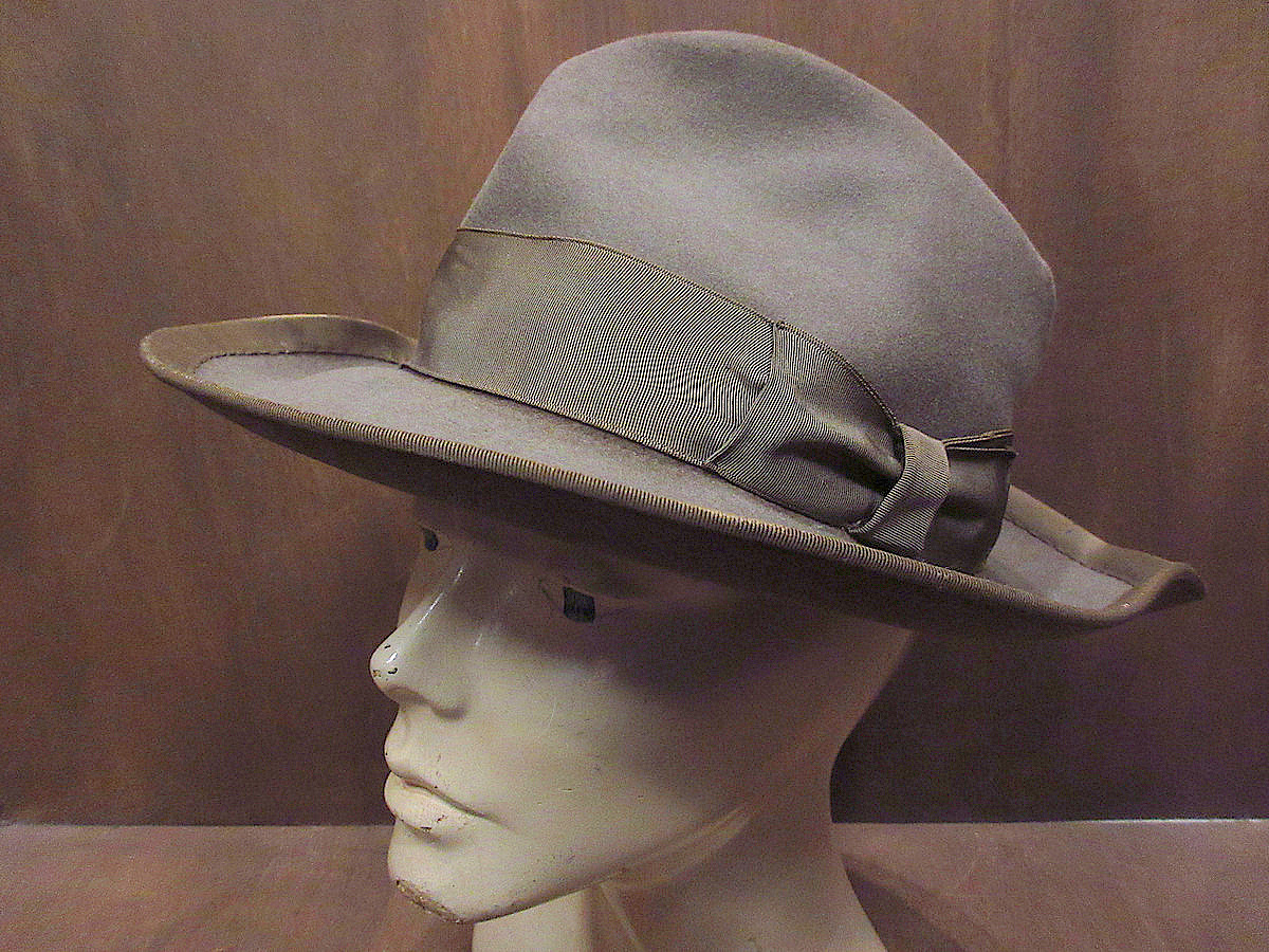  Vintage 40*s*J.C.PENNEY felt fe gong hat *221224j1-m-ht-flt old clothes 1940s soft hat cap 