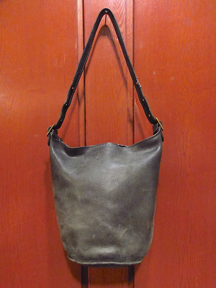  Vintage * Old Coach leather shoulder bag *221202r6-bag-shd old clothes coach USA black bag 