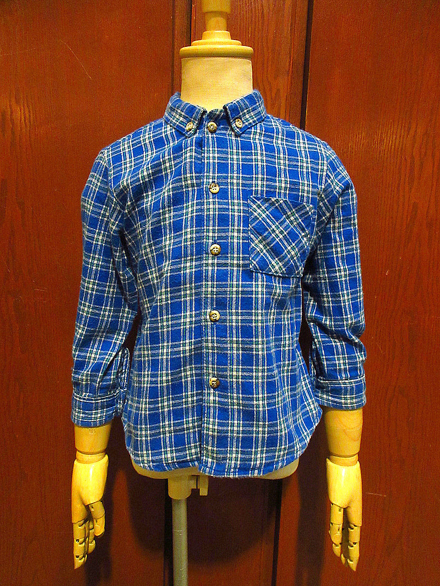 ビンテージ80’s●OSHKOSHキッズチェックフランネルボタンダウンシャツsize 4T●221227s3-k-lssh 1980sオシュコシュ古着子供服