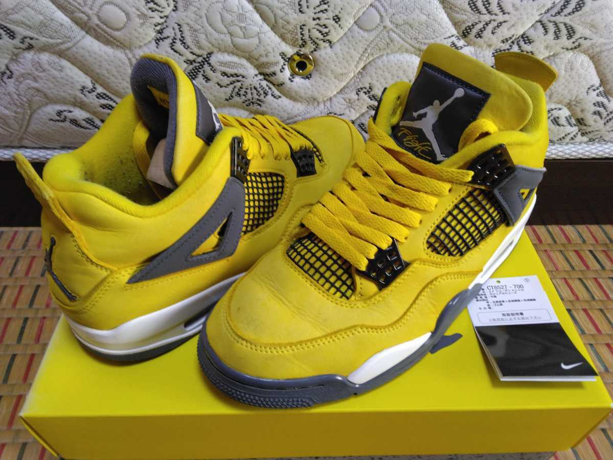 26cm US8 AIR JORDAN 4 RETRO LIGHTNING AJ4 CT8527-700 エア ジョーダン 4 レトロ ライトニング ツアーイエロー 国内正規品 黒タグ 黄灰白