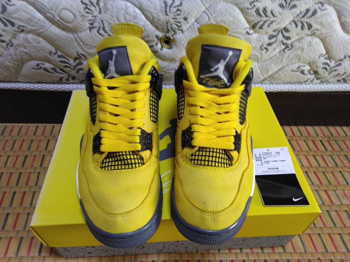 26cm US8 AIR JORDAN 4 RETRO LIGHTNING AJ4 CT8527-700 エア ジョーダン 4 レトロ ライトニング ツアーイエロー 国内正規品 黒タグ 黄灰白