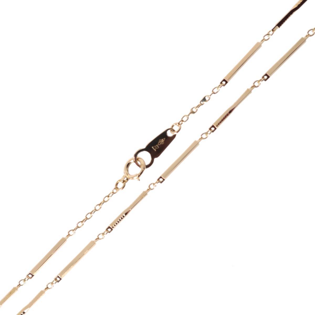 K18/18金 切子風デザインネックレス 首回り42.5cm 5.0g 造幣局検定刻印