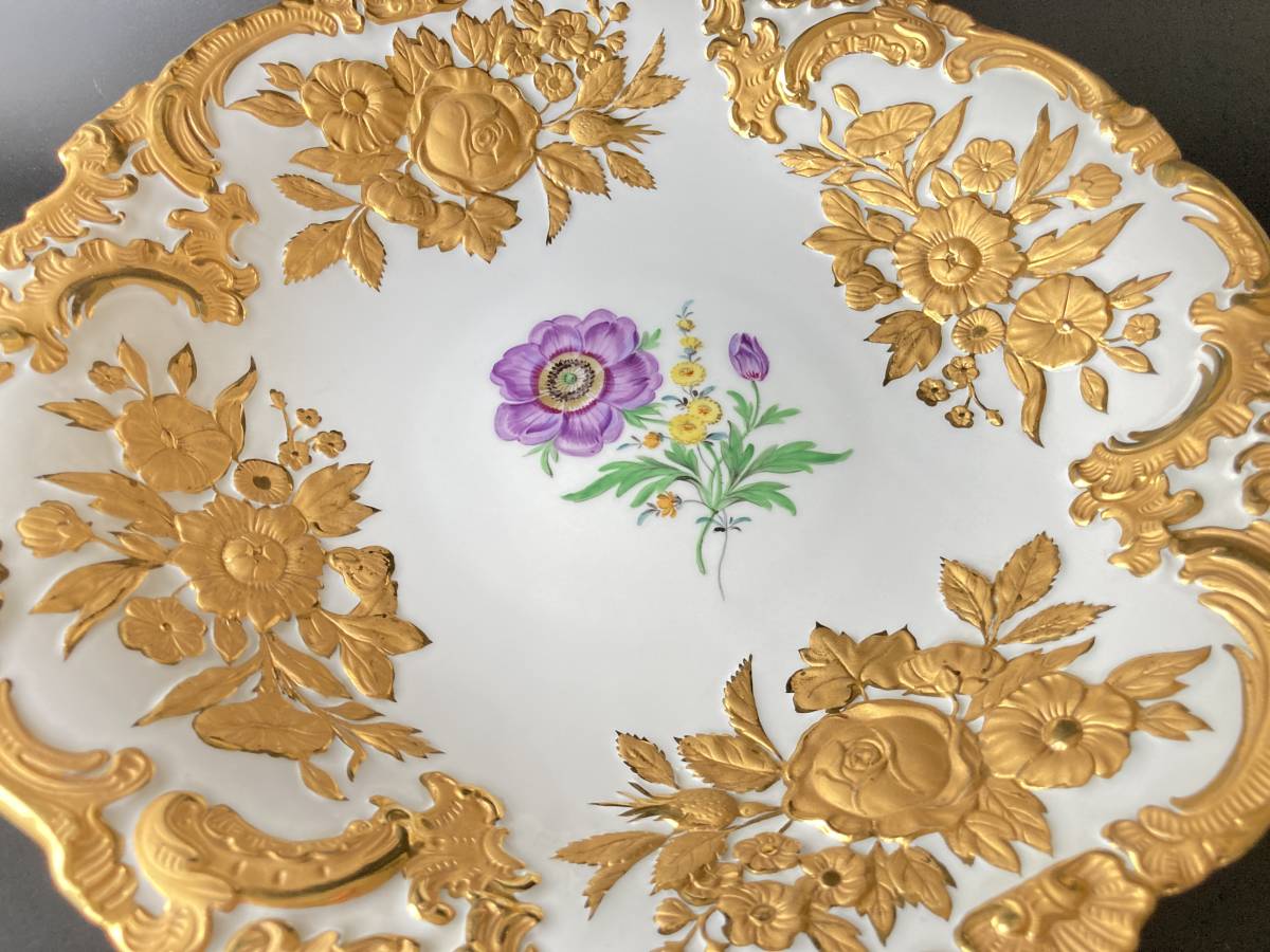 豪華】最上級 マイセン ゴールドレリーフ 金彩 飾り皿 ロココ調