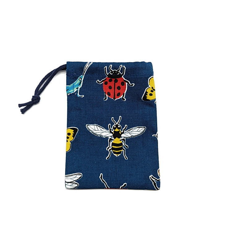  super Mini pouch *SSS sack [ insect pattern navy navy blue ] pouch / amulet sack / pouch / small amount . sack / inset less / made in Japan / present / rhinoceros beetle 