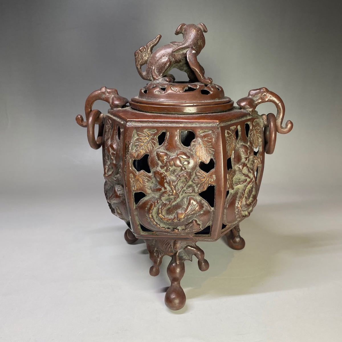 直送商品 中国古美術 明時代銅香炉 大明宣徳年製 在銘;14kg