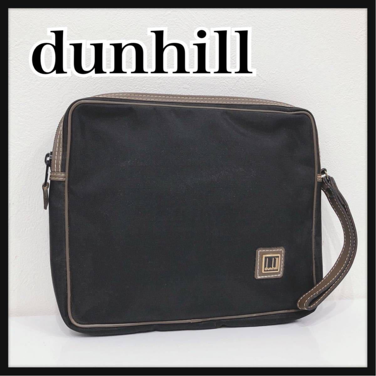 ☆dunhill☆ ダンヒル セカンドバッグ クラッチバッグ ブラック ナイロン シンプル ストラップ メンズ 男性 紳士 送料無料