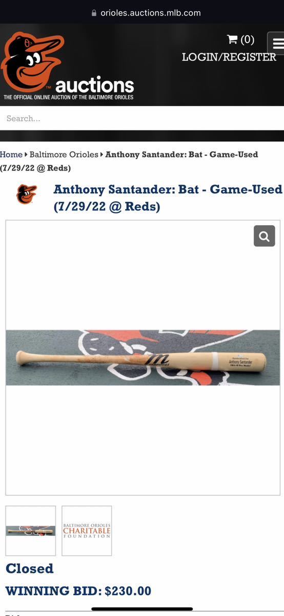 Anthony Santander アンソニーサンタンダー 2022年7月29日　実使用クラックバット　 2022年昨季33本塁打　MLB_画像9