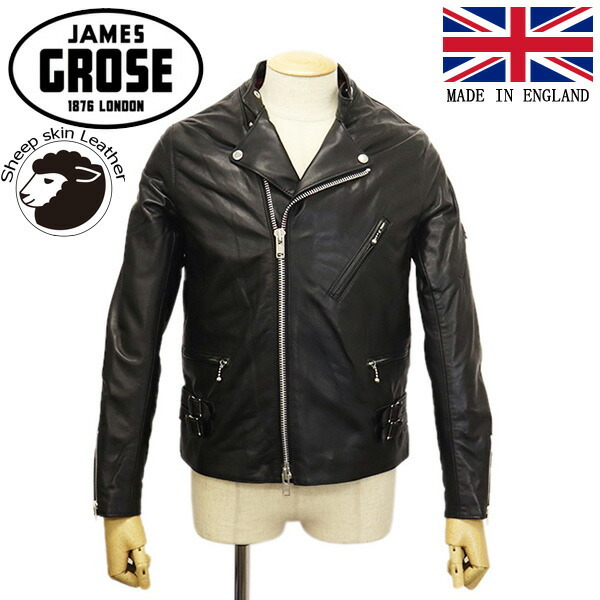 JAMES GROSE (ジェームスグロース) MEN'S KANSAN JACKET NEW SHEEP メンズ カンサンジャケット ニューシープスキン BLACK JG039 42_JAMESGROSE(ジェームスグロース