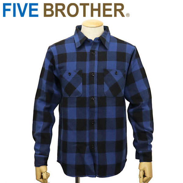 FIVE BROTHER (ファイブブラザー) 152161 ヘビーフランネル バッファローチェック ワークシャツ BLUE L_FIVE BROTHER