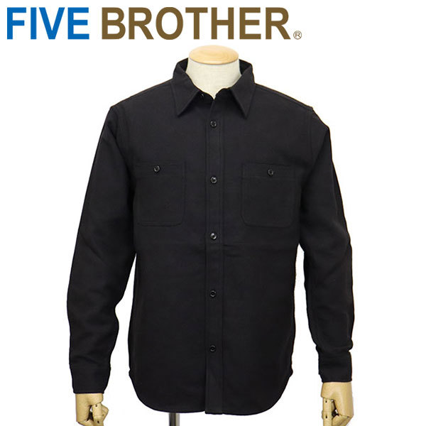 FIVE BROTHER (ファイブブラザー) 152162 ヘビーフランネル プレーン ワークシャツ BLACK S