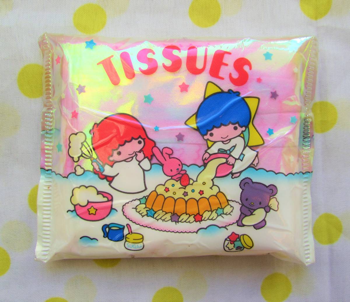  ultra rare! Showa Retro *1976 year 1985 year unused Little Twin Stars * tissue handkerchie * Sanrio ki Kirara 80 period fancy animal stationery go in . go in .