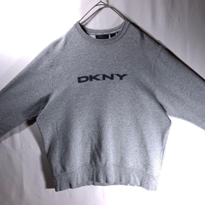 00s 古着 DKNY ダナキャラン ロゴ スウェット グレー y2k M