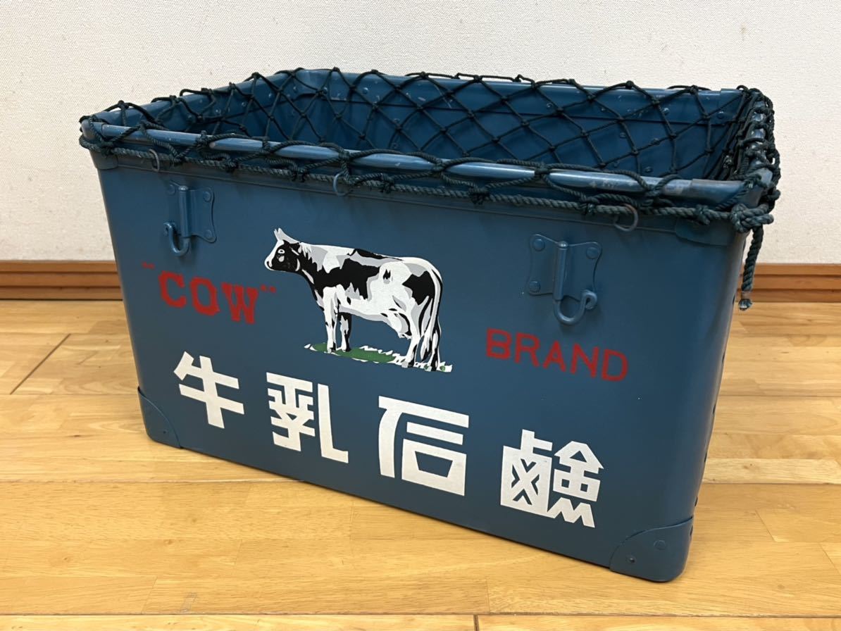 デッドストック 牛乳石鹸 ボテ箱 ネット付 青 COW BRAND 昭和レトロ 