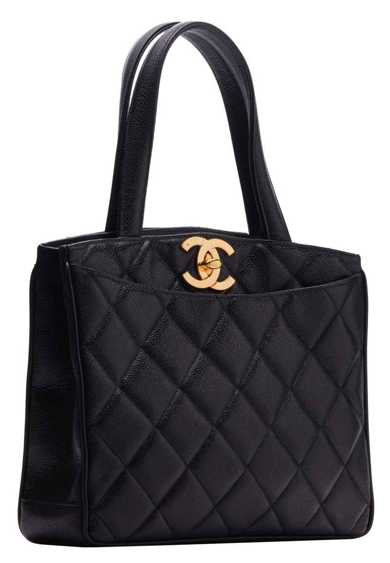 最愛 CHANEL シャネル マトラッセ ココマーク 上部ターンロック トート