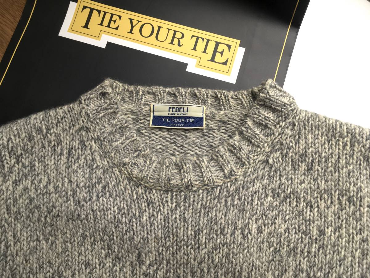 tie your tie タイユアタイ別注 バージンカシミヤ100% FEDELI クルーネック 究極の手触り 程度良好 SIZE 48 検)kiton キートン_タイユアタイ別注