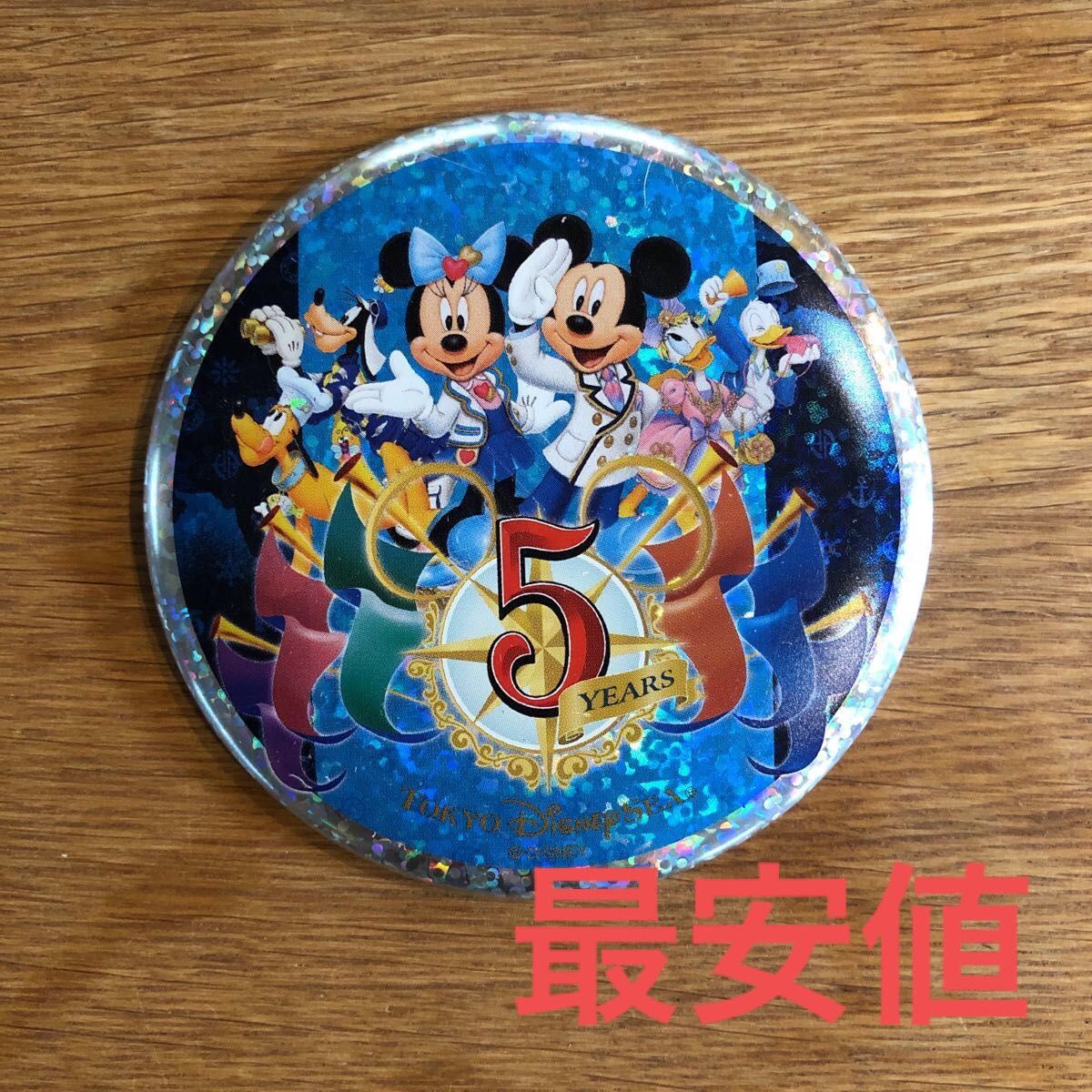 ミッキーマウス 東京ディズニーシー5周年カンバッチ ディズニーグッズ アニバーサリー Disney スーベニア コレクション