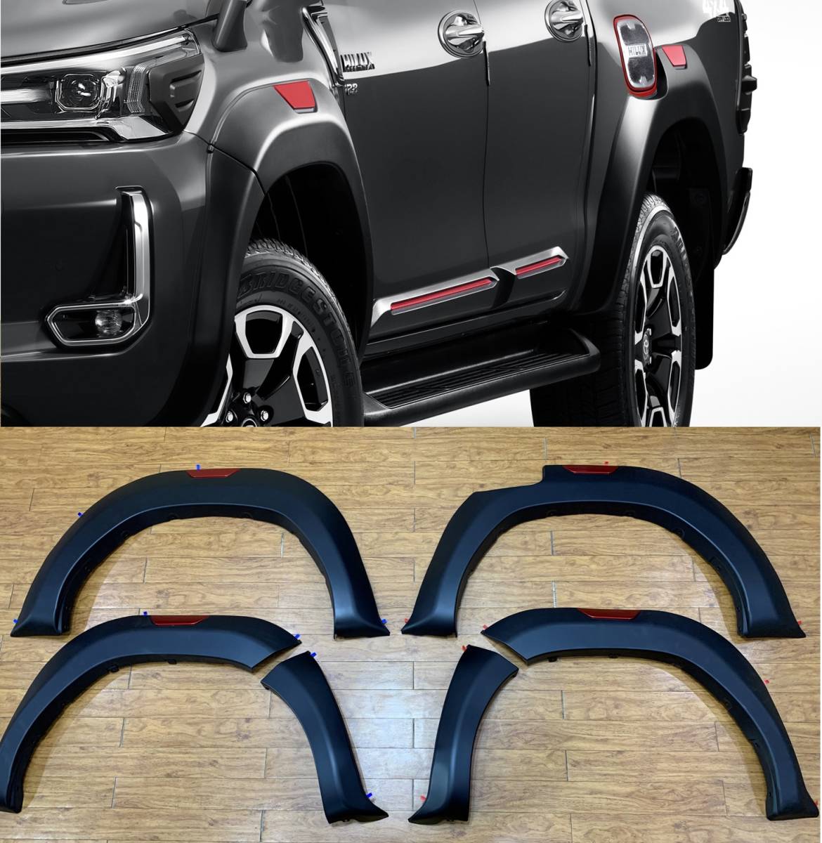 TOYOTA HILUX トヨタ純正 オーバーフェンダー 赤 後期 GUN125 ハイラックス Ｘ Z 純正フェンダー PC403-0K01B　個人宅配達可能_画像2