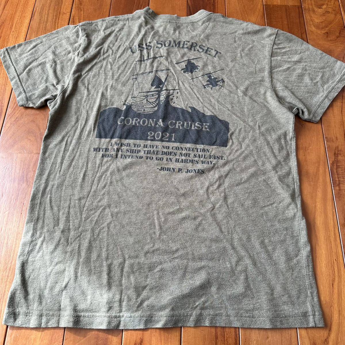 沖縄 米軍放出品 ミリタリー Tシャツ オシャレ ファッション 古着 ビンテージ MEDIUM OD (管理番号EFG4)_画像2