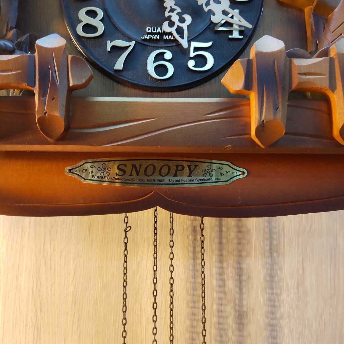 希少 シチズン スヌーピー かわいい木製鳩時計 振り子時計 掛時計 レトロ ビンテージ の画像5