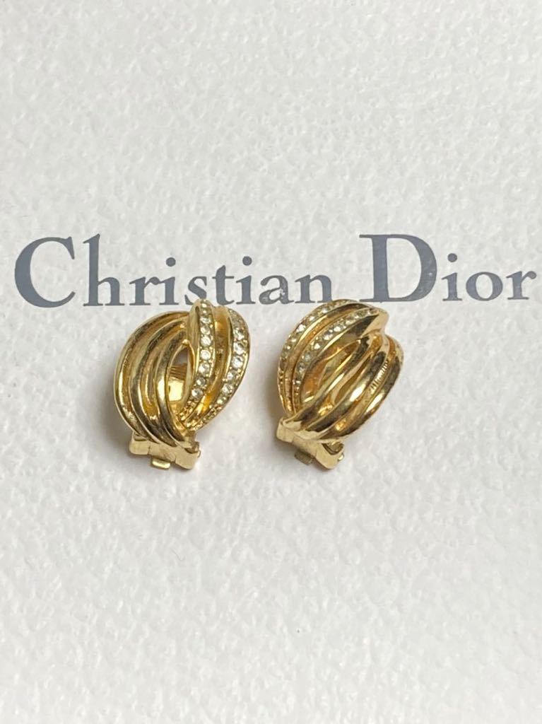 Dior イヤリング ラインストーン付き | 極美品! Christian Dior