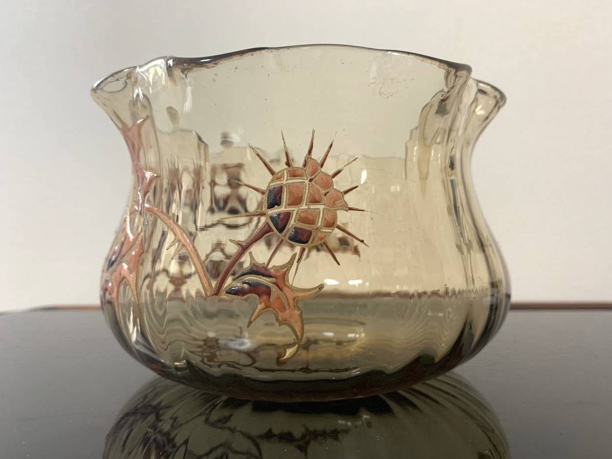 エミールガレ 初期作品 アザミが描かれた器型花瓶 | transparencia