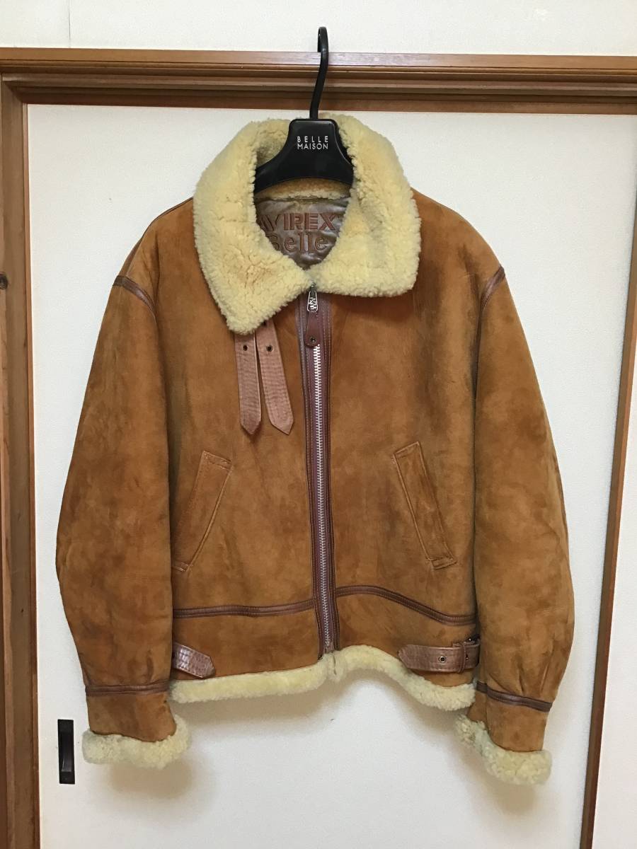 レア 日本製 ファー付きレザーコート 牛革 マロンブラウン M