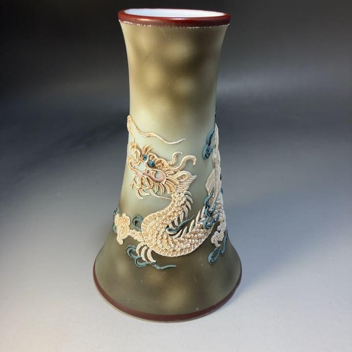 ☆逸品☆オールドノリタケ ドラゴン 盛り上げ 花瓶 激希少 高さ12cm-