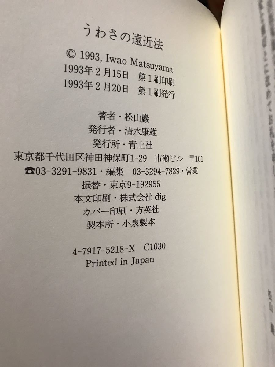 うわさの遠近法　松山巖　帯　初版第一刷　未読美品_画像2