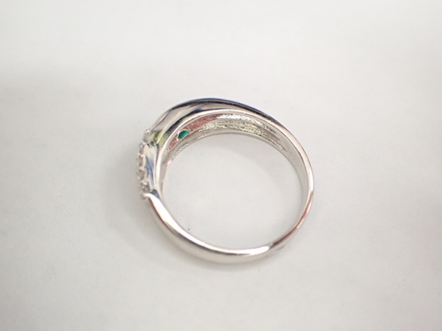 美品 Pt900 エメラルド0.45ct ダイヤ計0.08ct デザイン リング 指輪