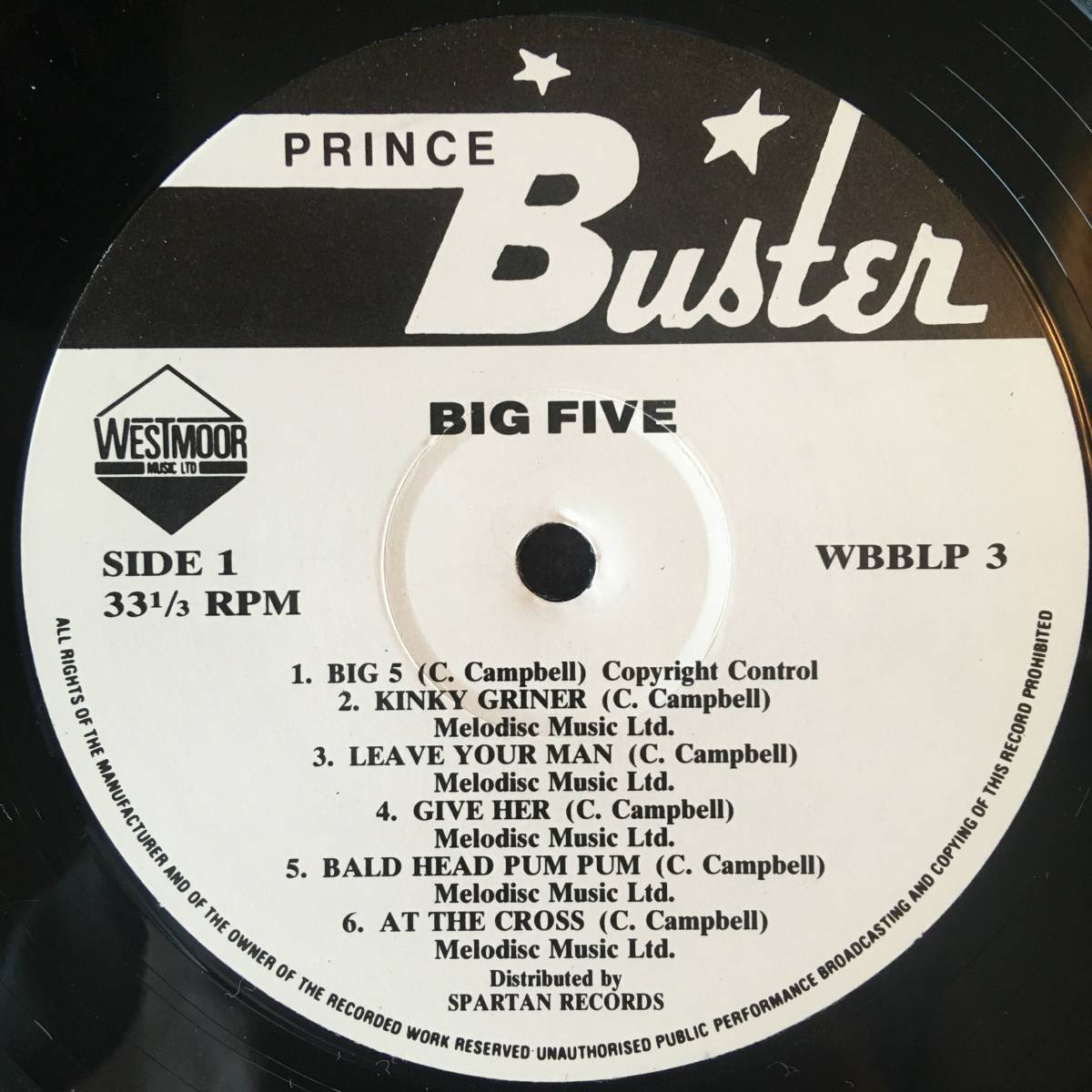 Prince Buster / Big Five [Prince Buster - WBBLP 3, Westmoor Music Ltd - WBBLP 3]の画像3