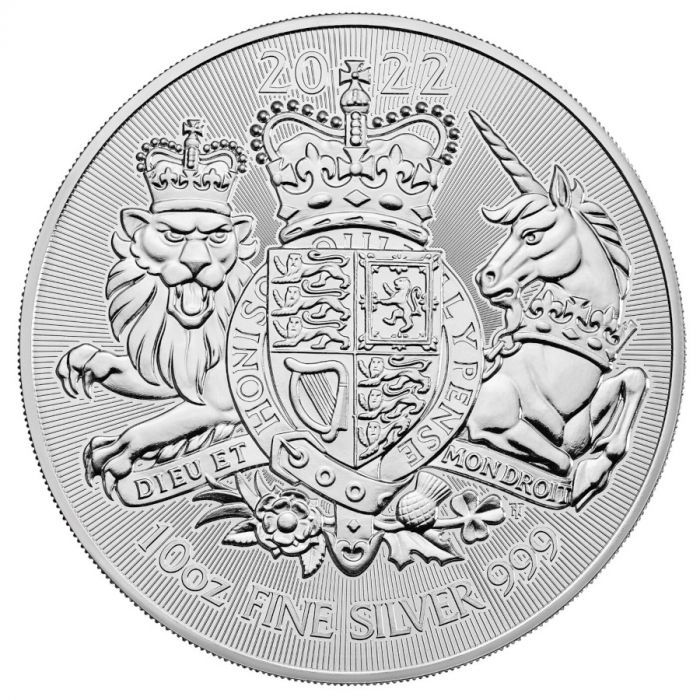 [保証書・カプセル付き] 2022年 (新品) イギリス「英国王室の紋章・ライオン・ユニコーン」純銀 10オンス 銀貨